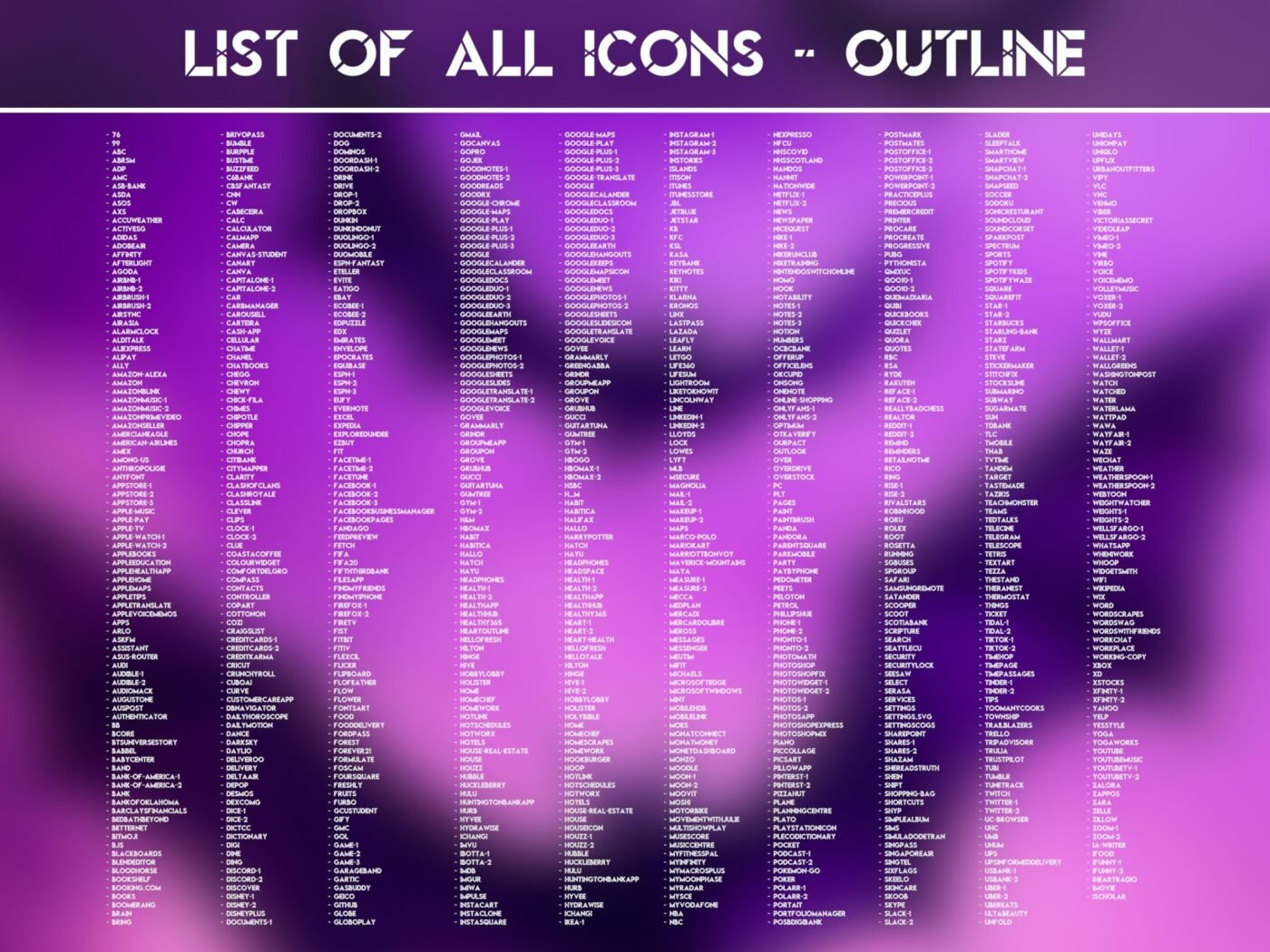 List of the Outline Icons of the Magical Witch Icon Pack