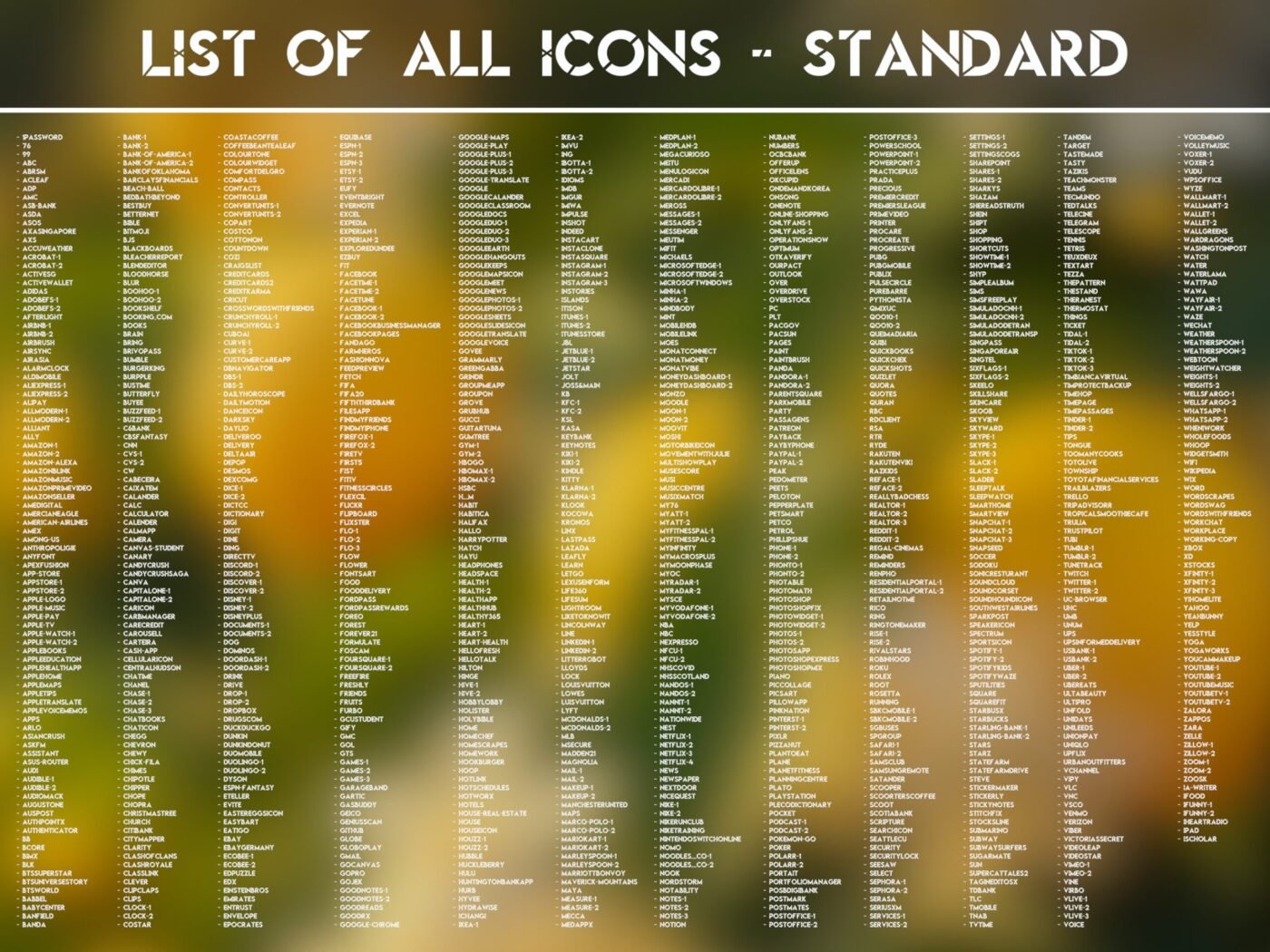 List of the Standard Icons of the Citrus Fruits Icon Pack