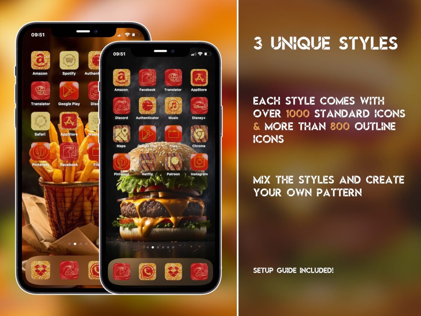 Showcase of the Cheesy Burger Icon Pack