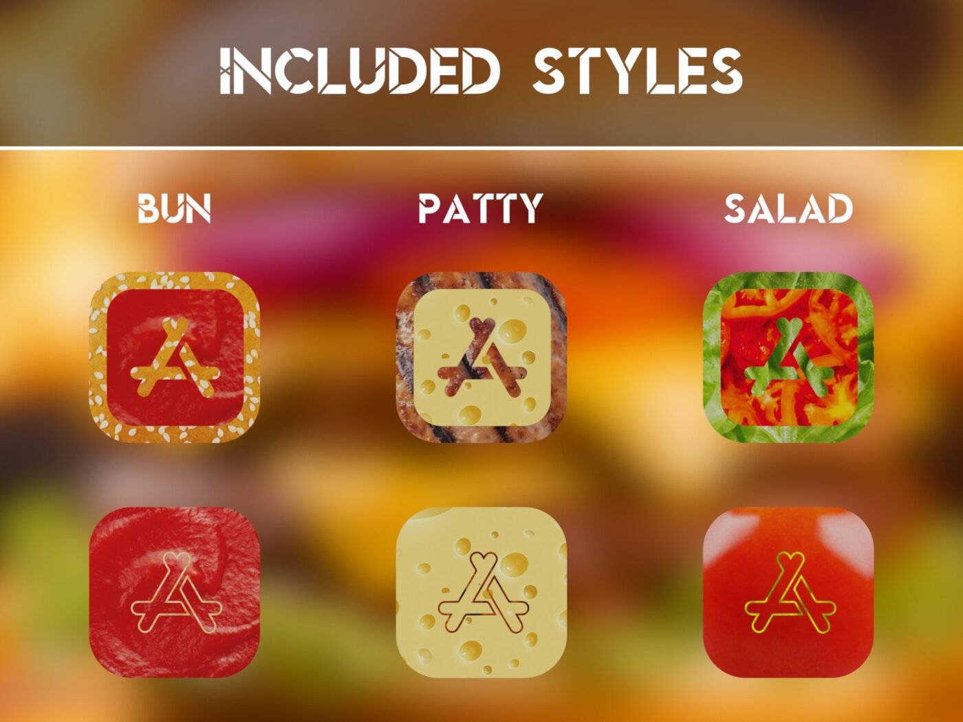 Styles of the Cheesy Burger Icon Pack