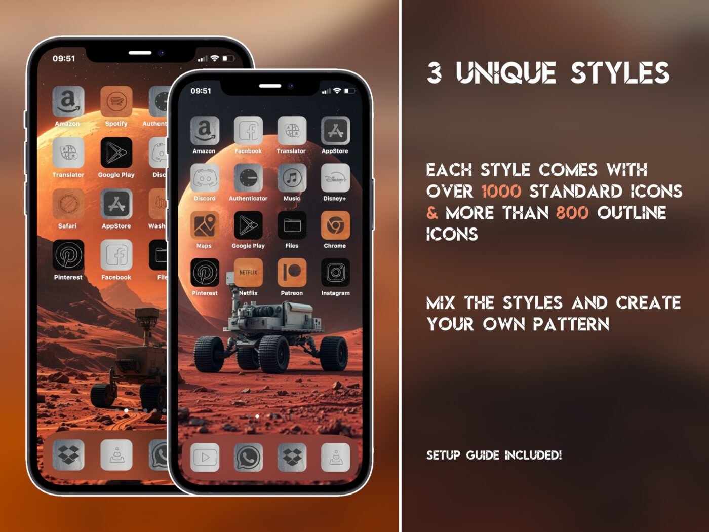 Showcase of the Mars Rover Icon Pack