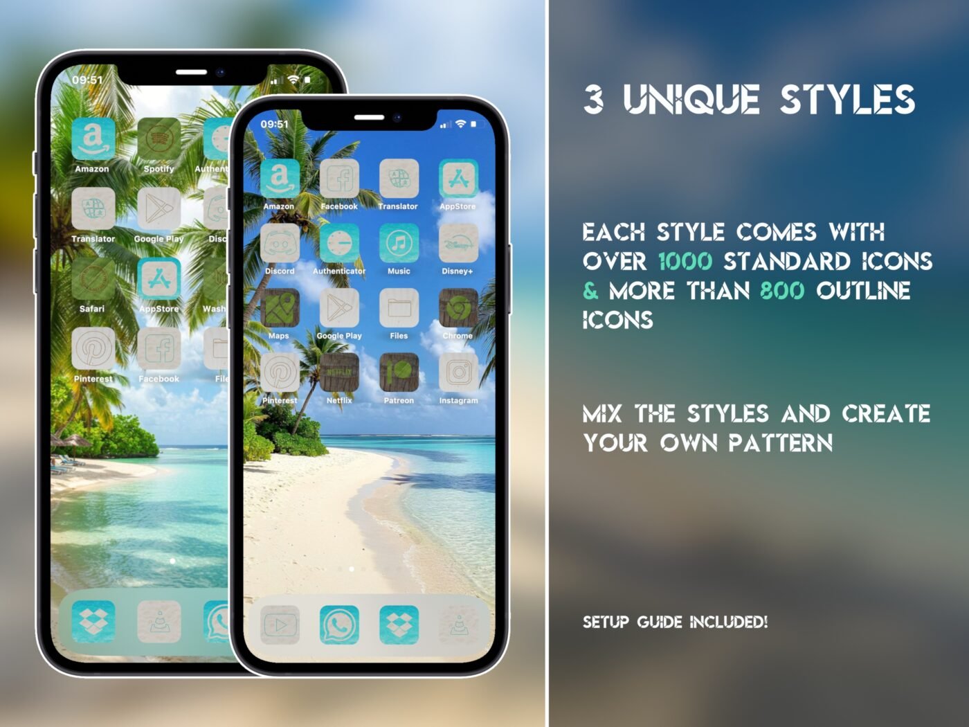 Showcase of the Tropical Beach Icon Pack