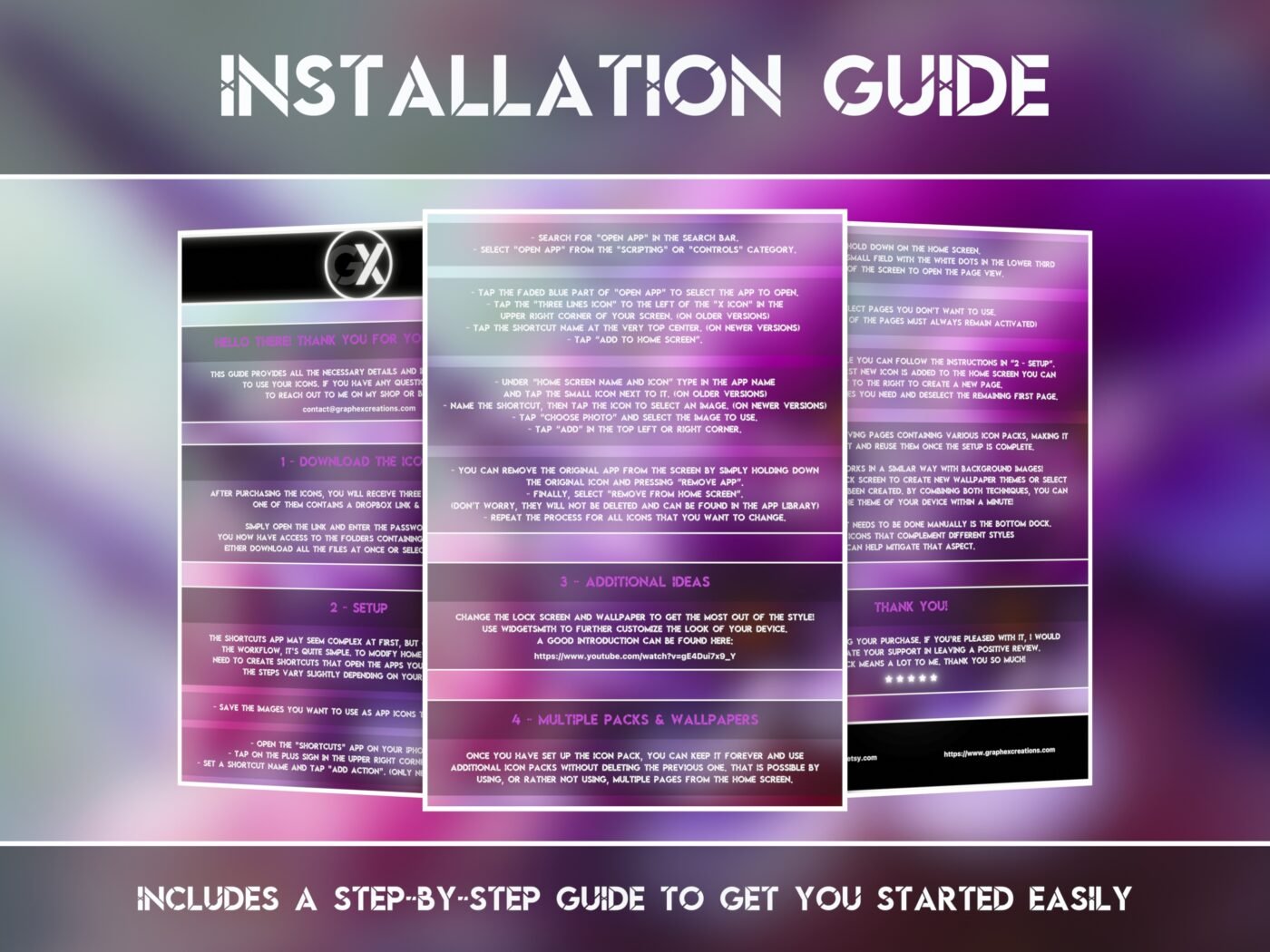 Installation Guide Showcase of the Blooming Violets Icon Pack