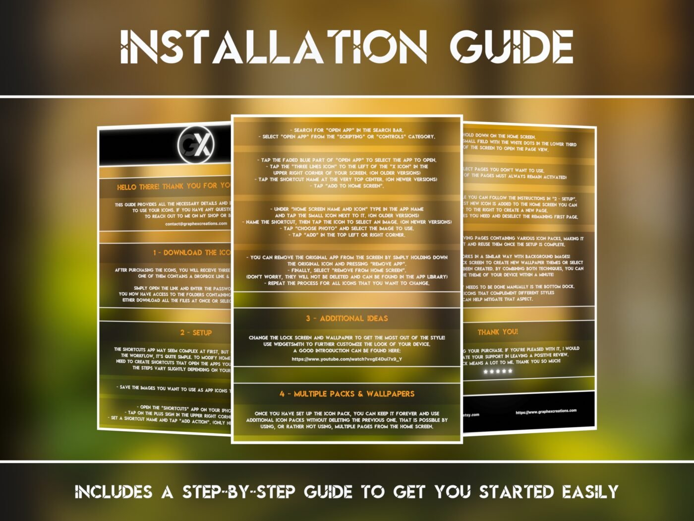 Installation Guide Showcase of the Polished Amber Icon Pack