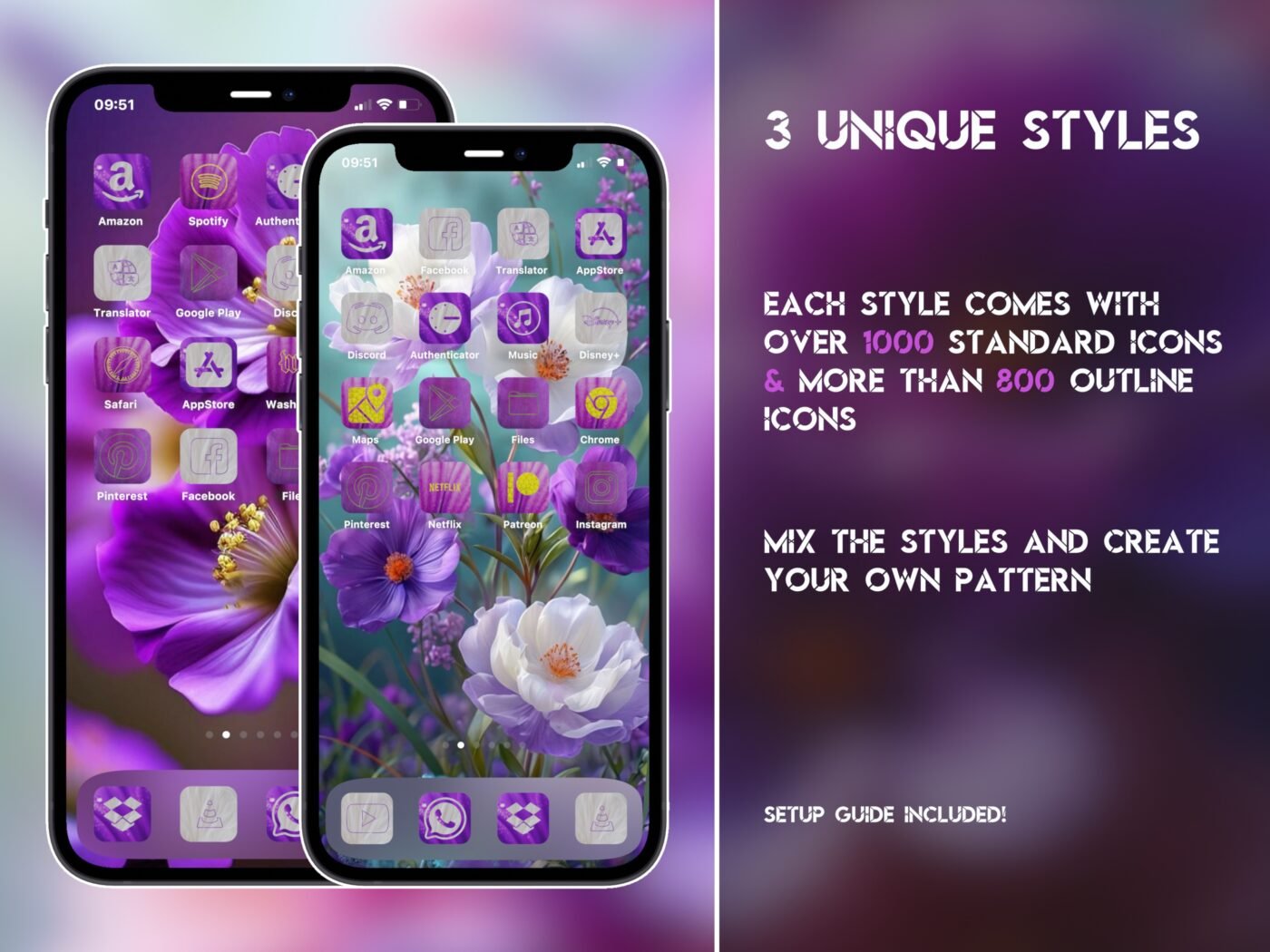 Showcase of the Blooming Violets Icon Pack