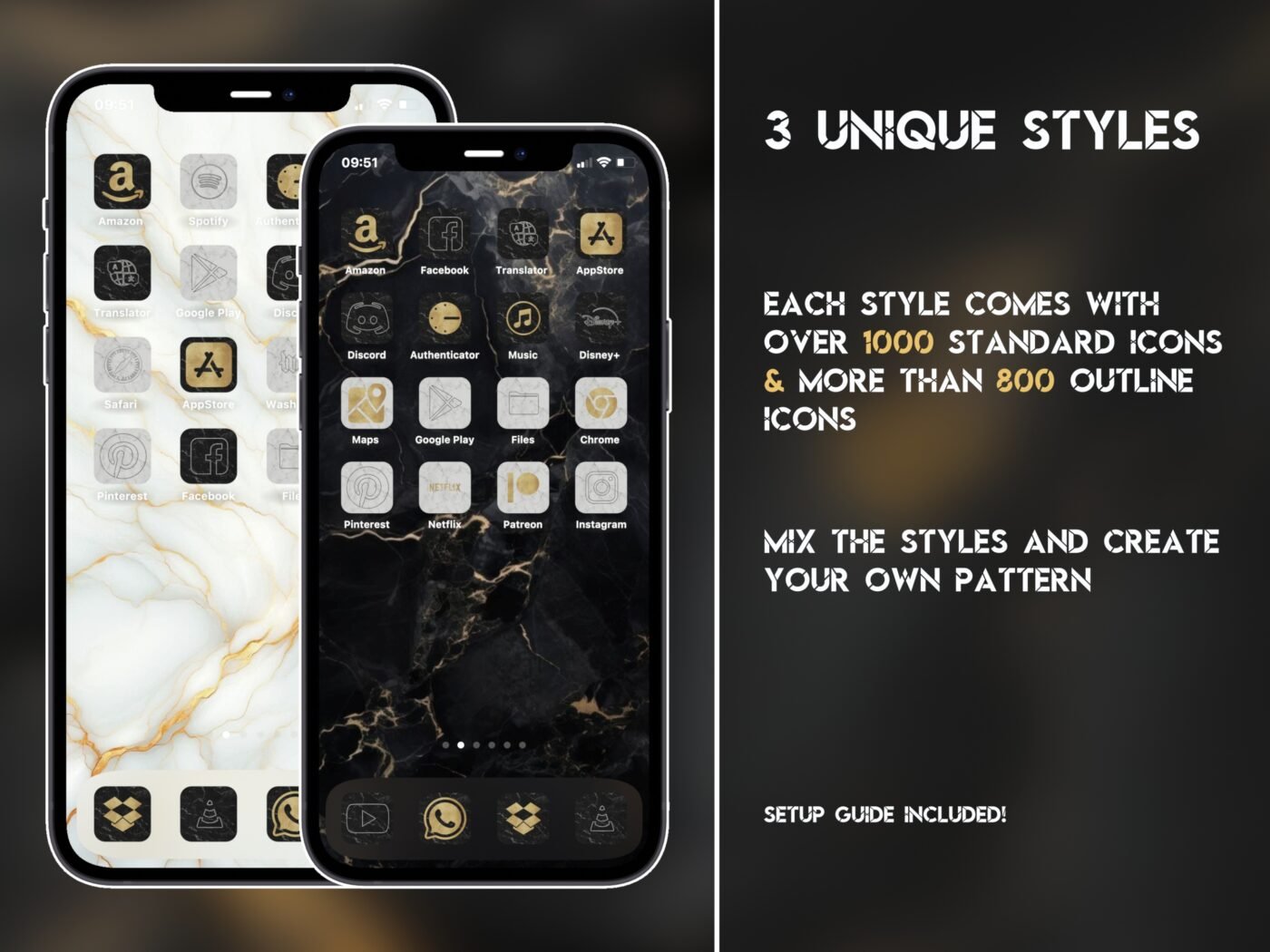 Showcase of the Pearl Marble Icon Pack