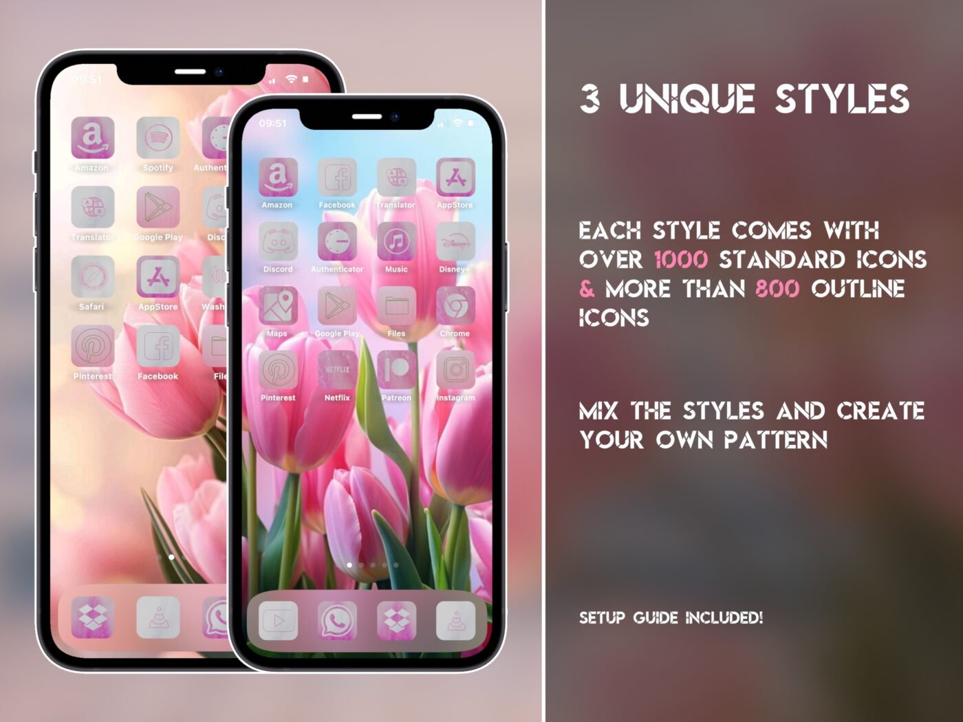 Showcase of the Sunlit Tulips Icon Pack