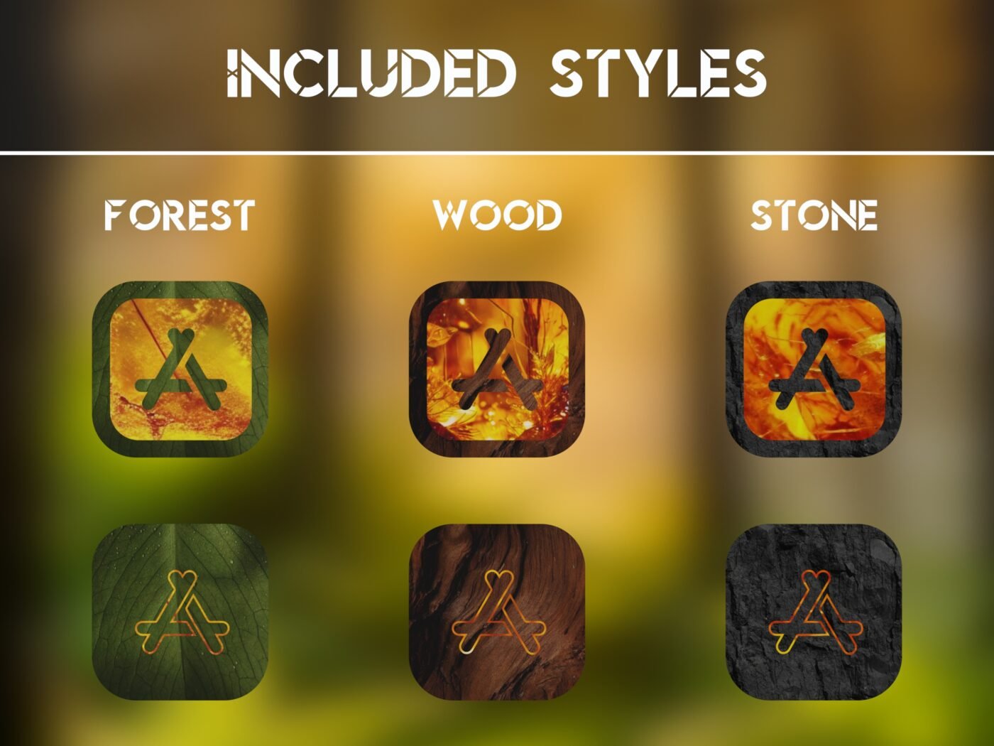 Styles of the Polished Amber Icon Pack