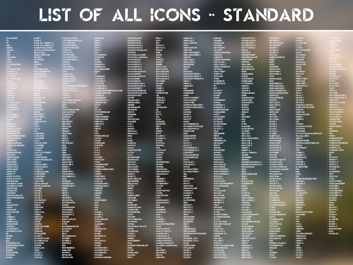 List of the Standard Icons of the Pirate Captain Icon Pack