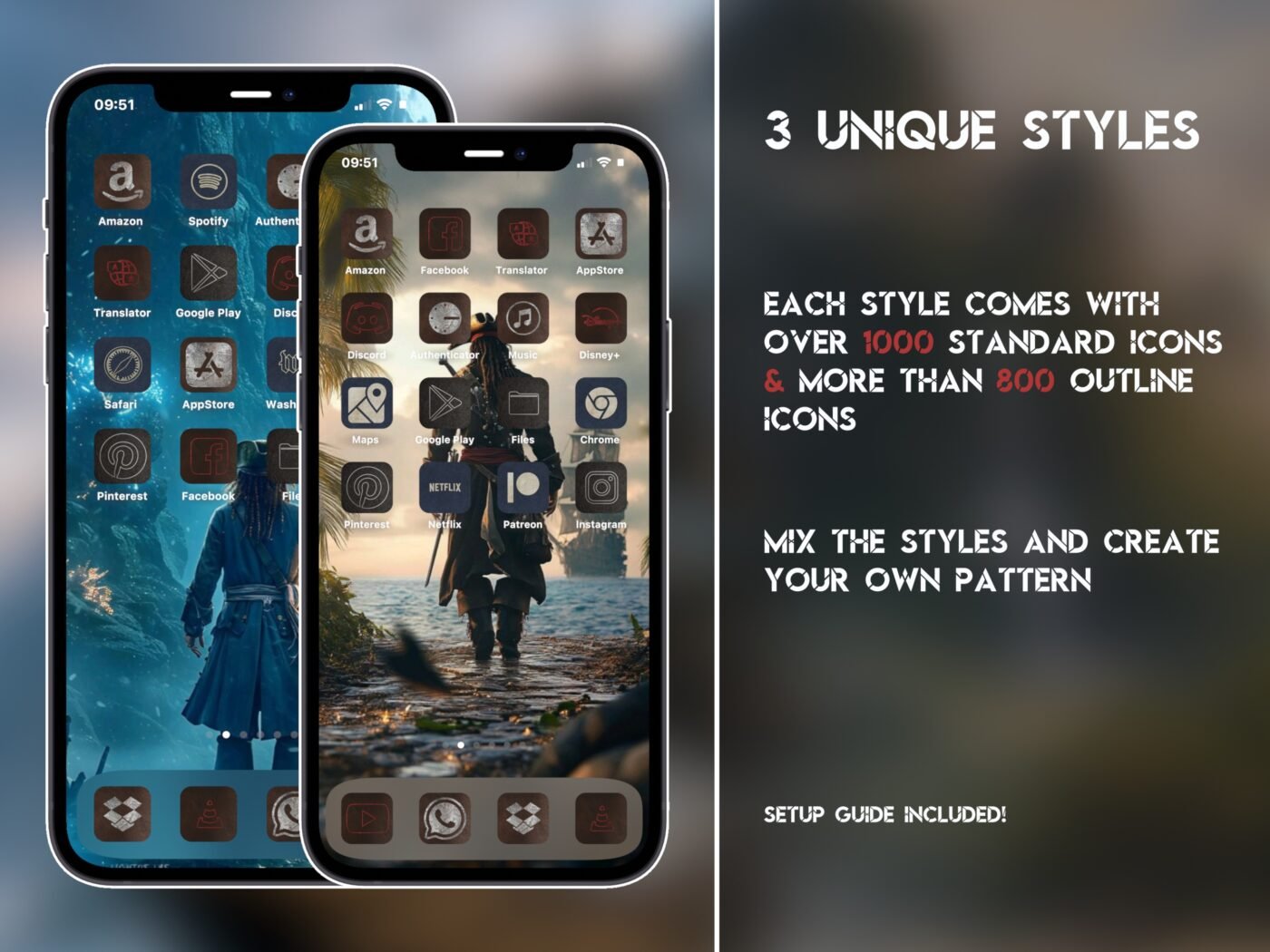 Showcase of the Pirate Captain Icon Pack