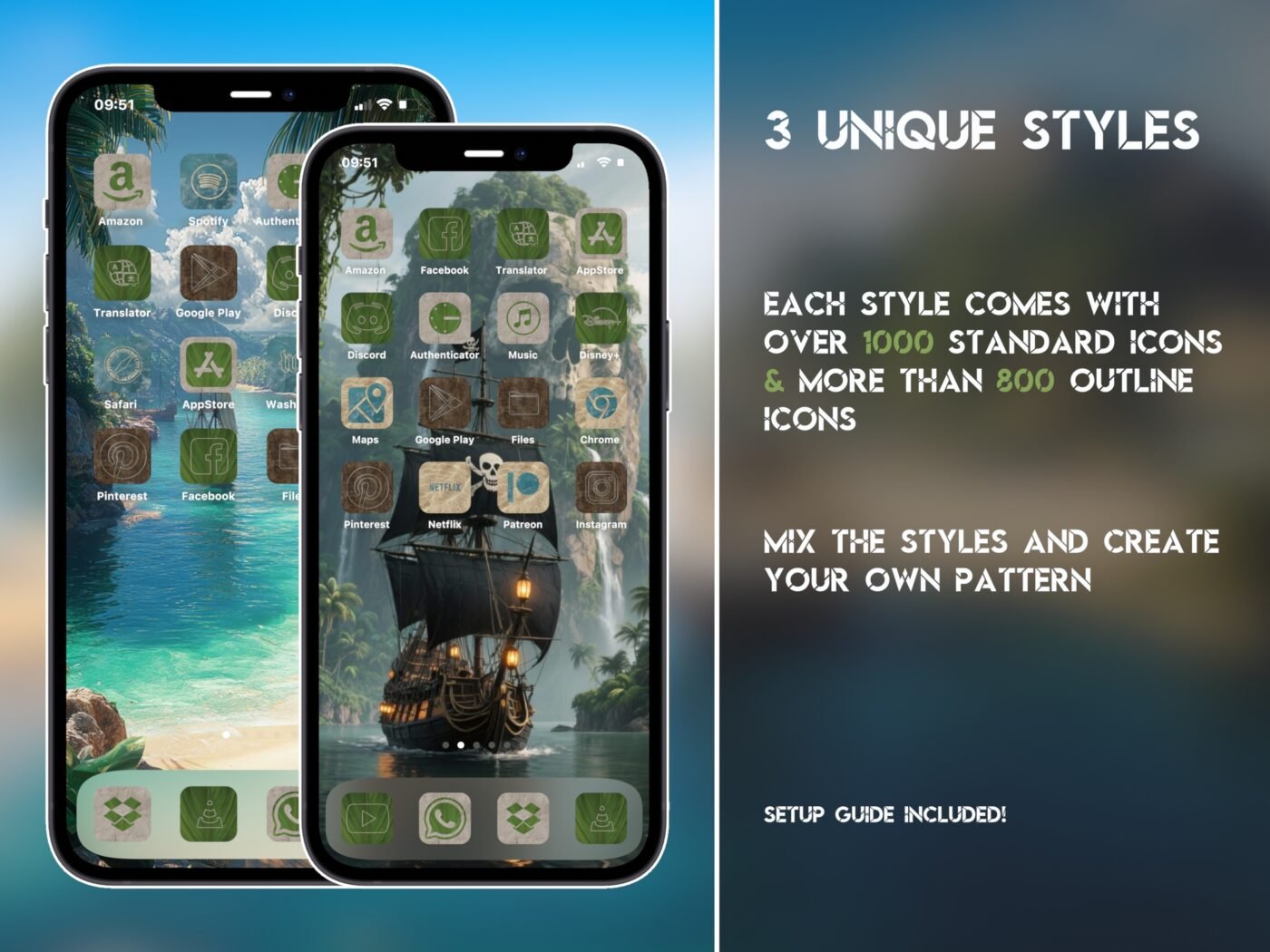 Showcase of the Pirate Cove Icon Pack